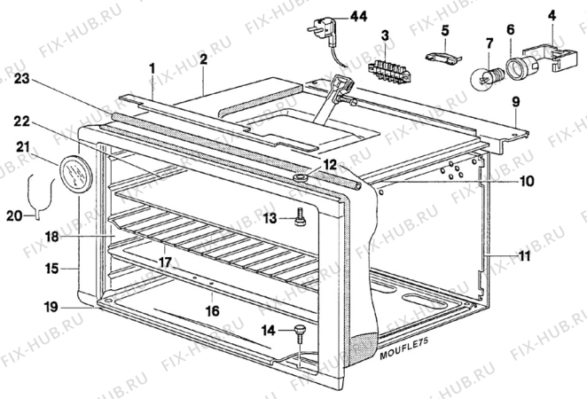 Взрыв-схема плиты (духовки) Zanussi ZC6021-1 - Схема узла Oven body